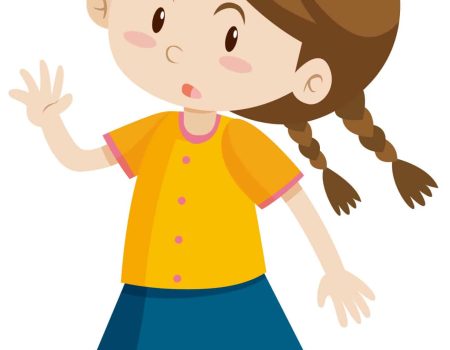 Little girl with question marks  illustration